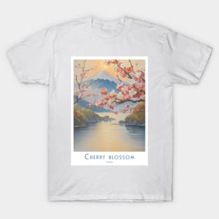 Cherry Blossom Japan Vintage Retro Art Style T-Shirt